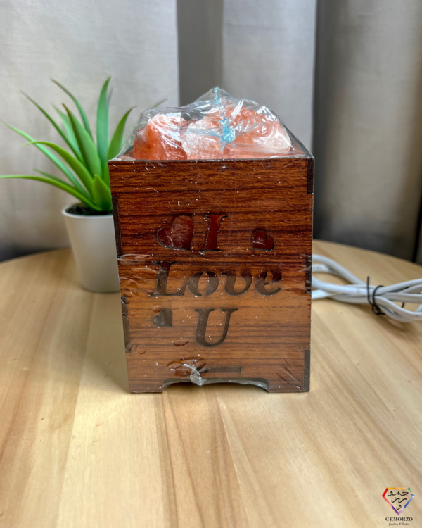 Himalayan Salt - Wooden Carved Basket USB Lamp - I LOVE U