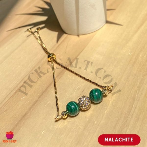 Malachite Beads Bracelet with Adjustable Chain
