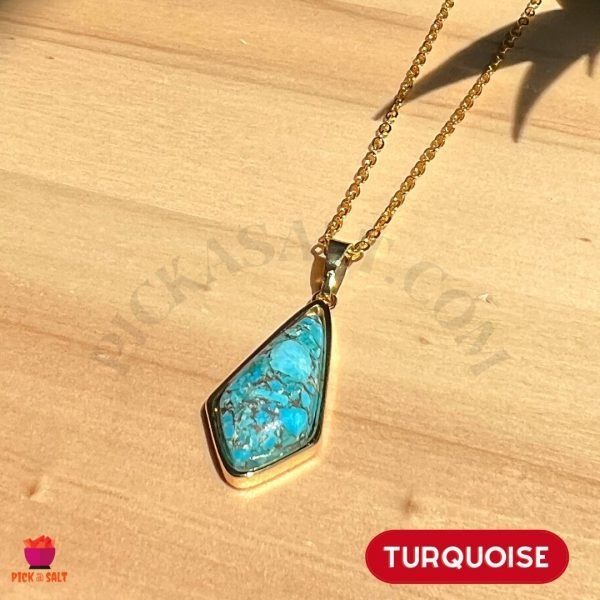 Gold Turquoise Natural Stone Necklace