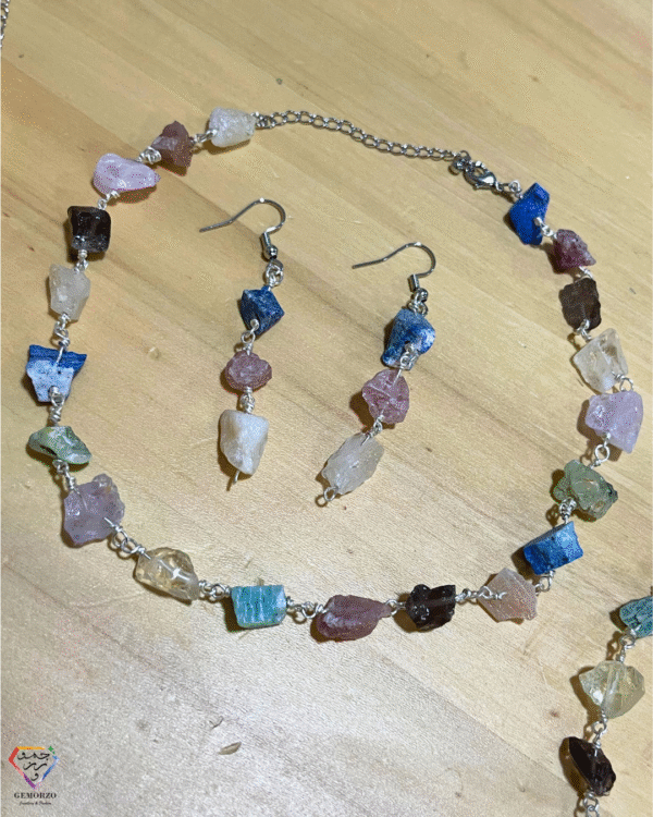 Mixed Raw Stone Jewelry ( Necklace, Bracelet, and Earrings)