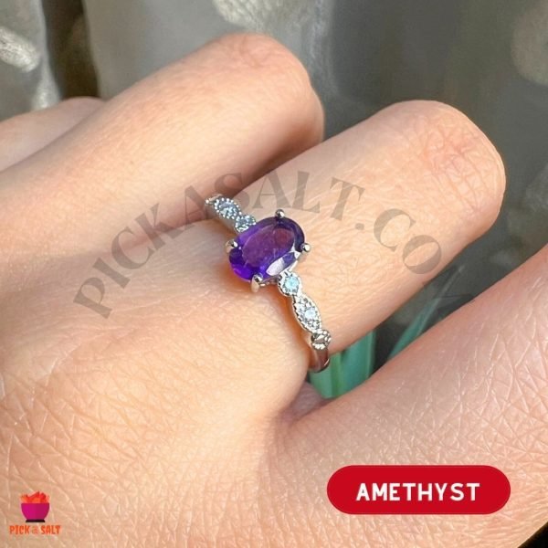 Amethyst Natural Stone Rings - Adjustable