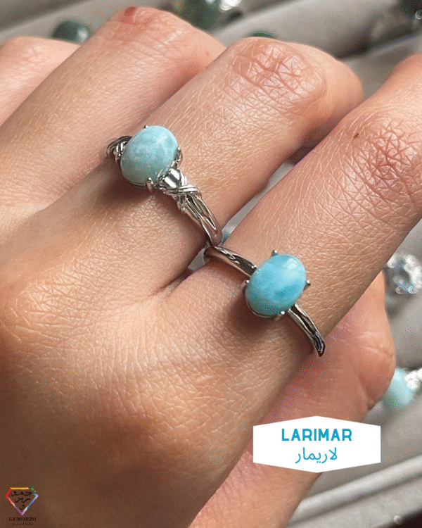 Larimar Natural Stone Rings - Adjustable Size