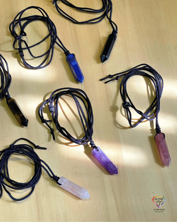 Natural Stone Point Pendants with Adjustable Rope