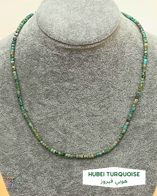 Rare Hubei Turquoise 2x3mm Beads Natural Stone Choker Necklace