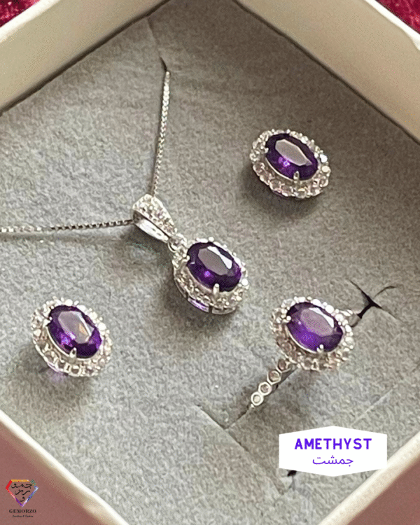 Amethyst Natural Stone and Zircon Silver925 Set