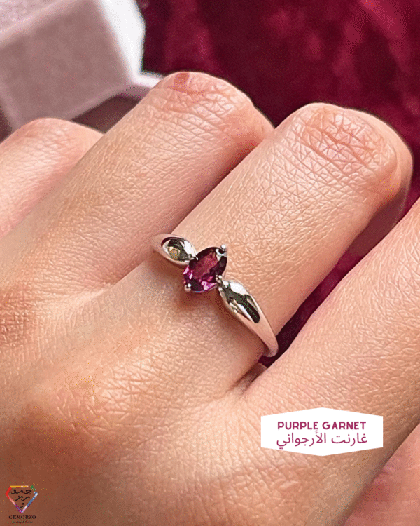 Natural Purple Garnet Natural Stone Ring - Silver925 -  Adjustable Size