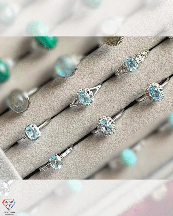 Blue Topaz Natural Stone Rings - Adjustable Size