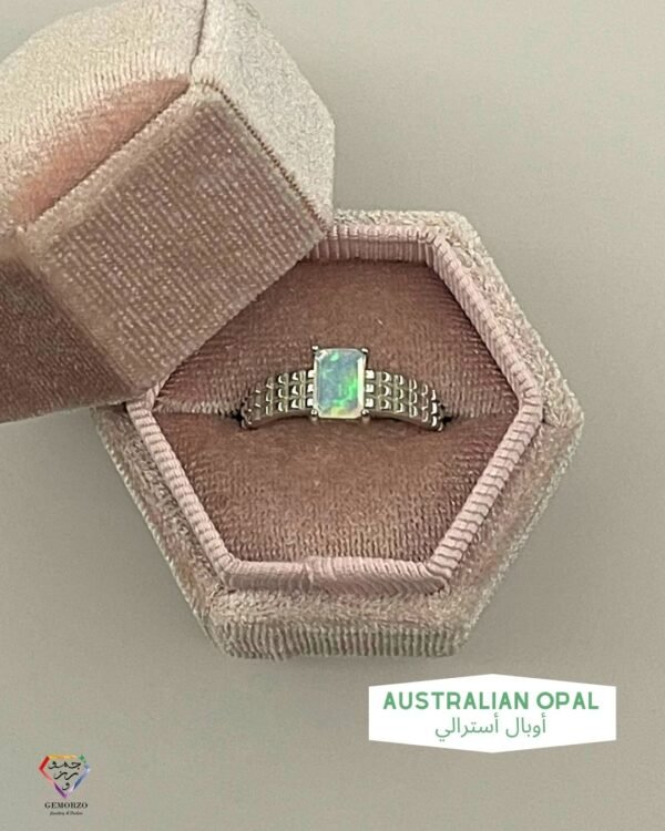 Australian Opal Natural Stone Ring - Silver 925 - Adjustable Size