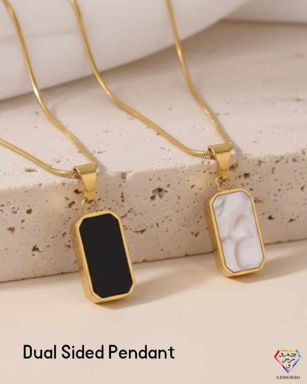 Dual-Sided Stainless Steel Pendant with Chain - Gold Plated