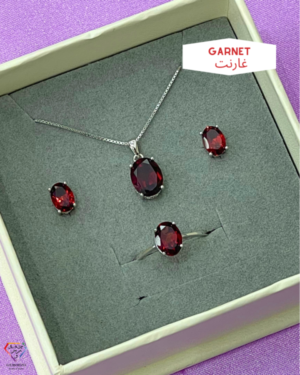 Top Grade Faceted Red Garnet Natural Stone Set - Silver 925 / Gold Plated