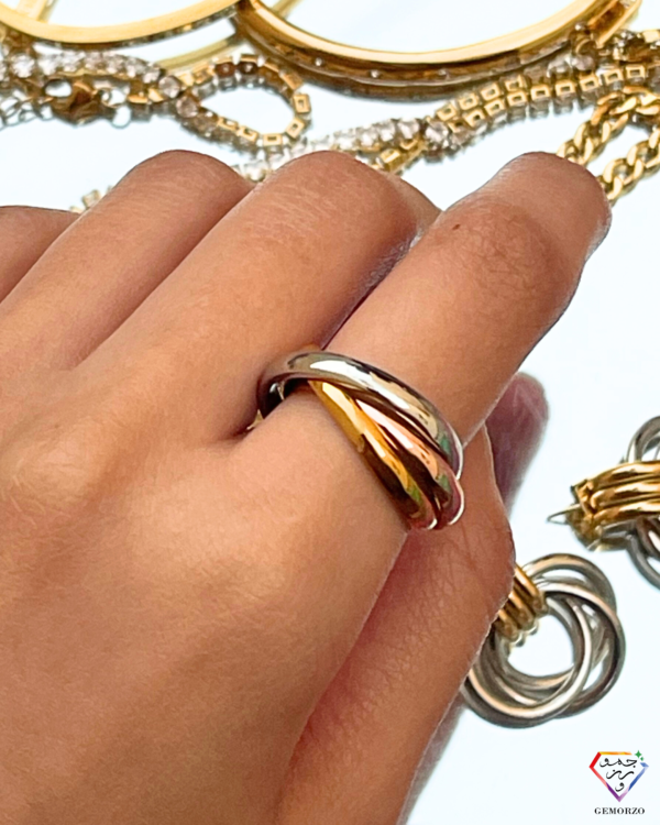 Trio-Tone Stainless Steel Ring - Silver, Gold, Rose Gold