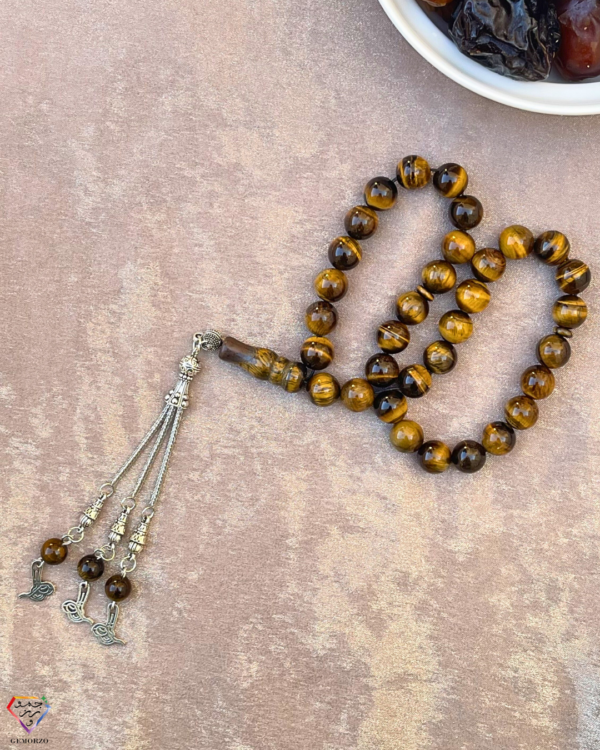 Tiger's Eye Natural Stone 33 Beads (10mm) Misbah